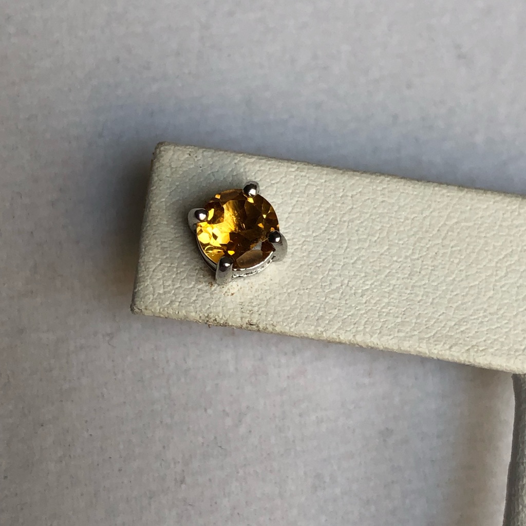 Gold Citrine Gemstones (1.56 Cts) In Rhodium Over Sterling Silver Studs